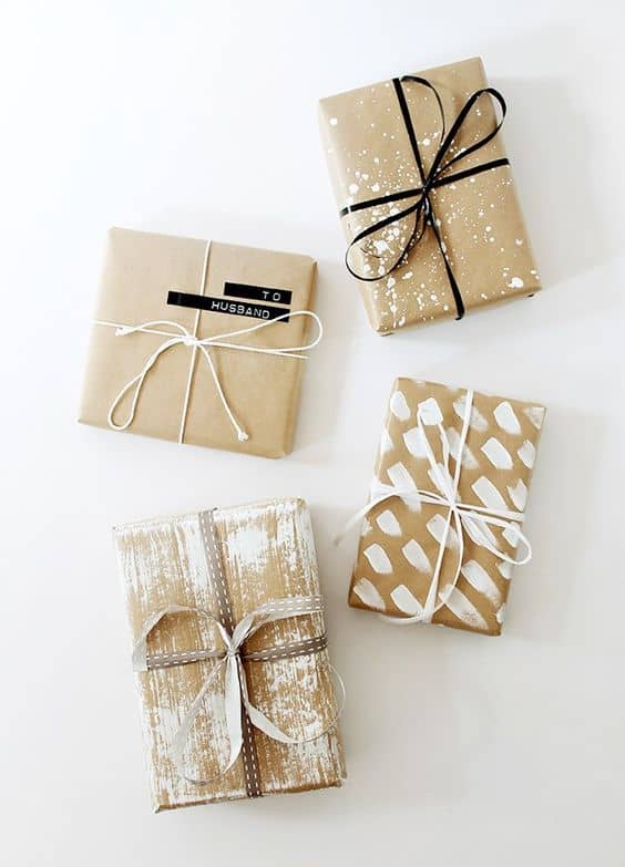 White painted brown paper wrapping