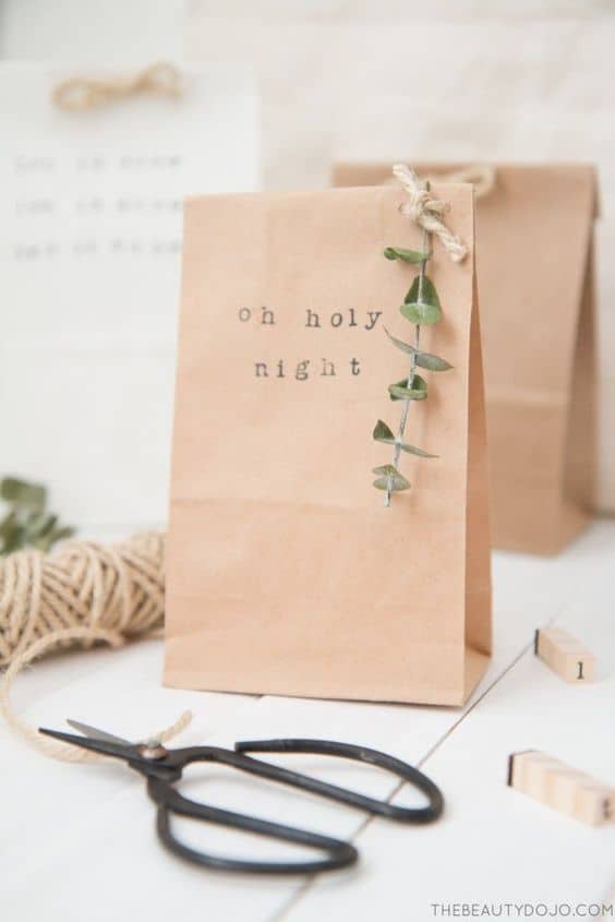 Brown Paper Bag with greenery