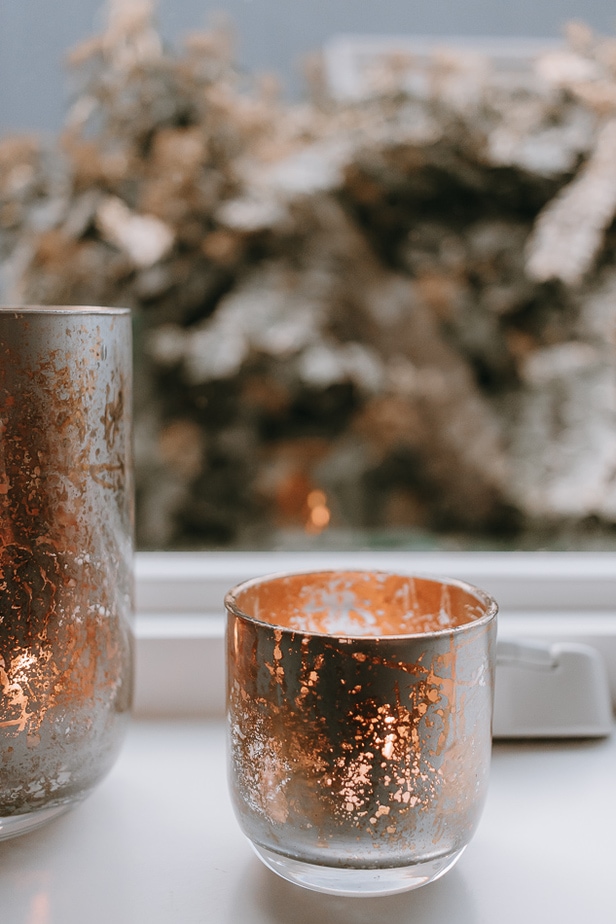 DIY Faux Mercury Glass In Gold And Silver