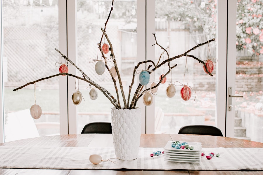 How to Make an Easter Tree Using Backyard Finds - decorhint Easter Egg Tree using branches from your backyard
