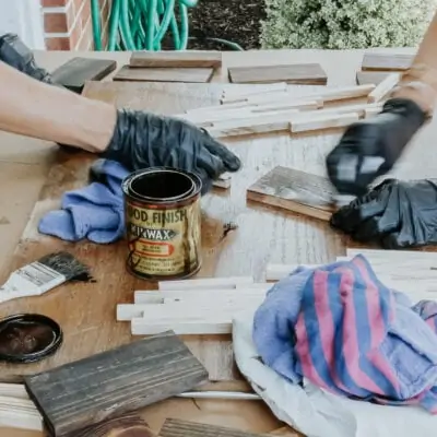 staining wood lantern pieces with Jacobean