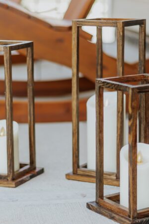Pretty DIY Wood Lanterns - decorhint a set of three DIy Wood Lanterns on a front porch