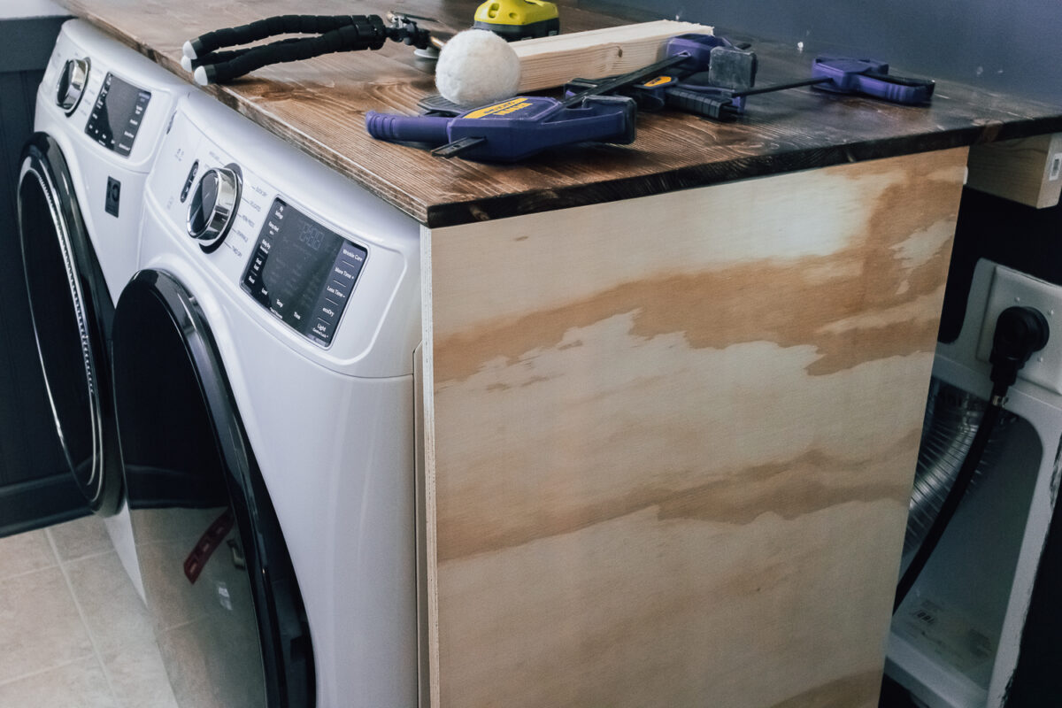 Affordable Wooden DIY Laundry Room Countertop