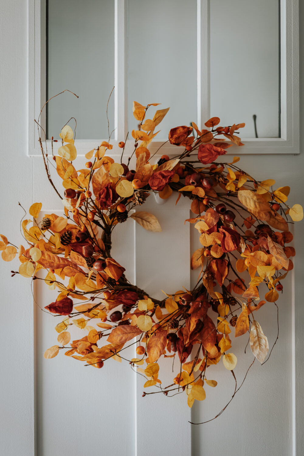 fall wreath close up view