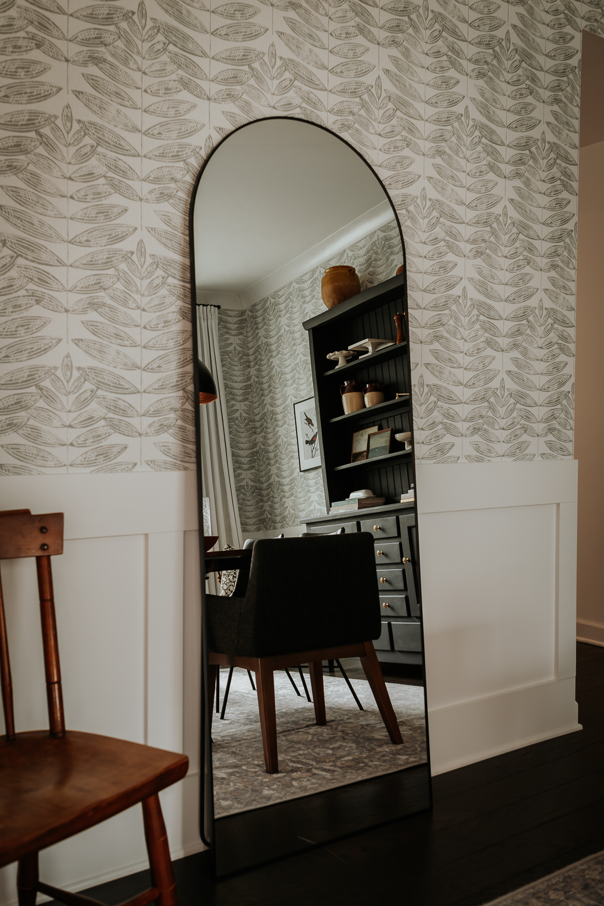 Check Out Our Stunning New Dining Room Addition - Decor Hint Full length arched floor mirror in a dining room
