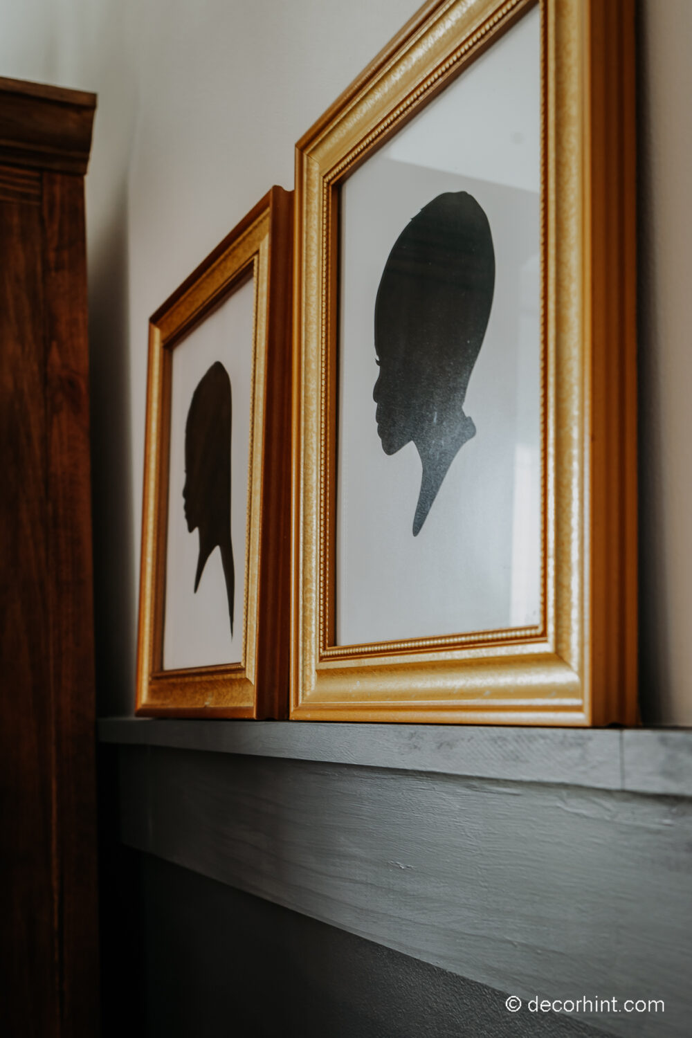 Breathe Life into Your Breakfast Nook with These Easy Ideas - Decor Hint Silhouette Prints in gold frames on a chair rail ledge