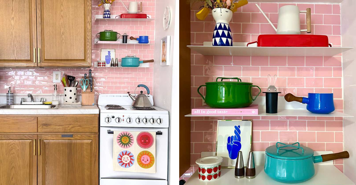 $300 And A Splash Of Color Turned This "Boring" Kitchen Into A Beauty - Decor Hint 300 And A Splash Of Color Turned This 22Boring22 Kitchen Into A Beauty - Decor Hint