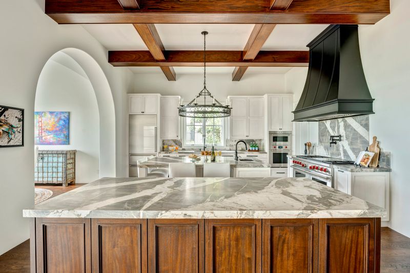 Rustic Beams Meet Modern Marble