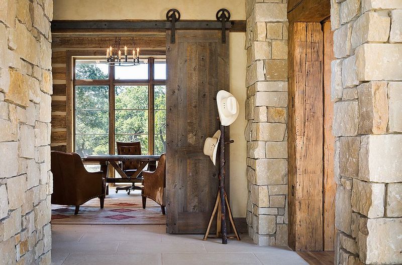 Weathered Barn Door With Natural Finish