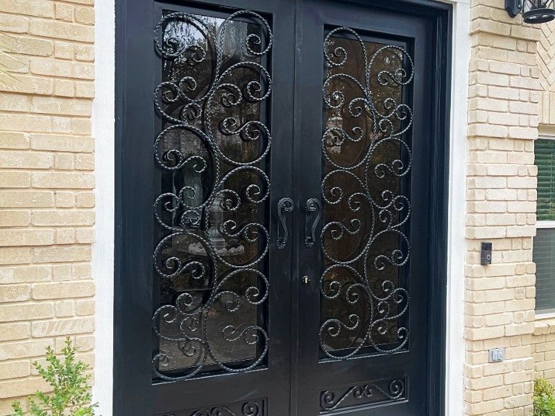 Screen Doors with Wrought Iron Accents