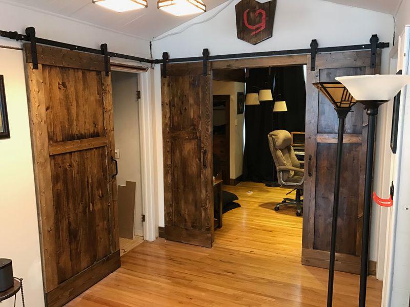 Sliding Barn Door With Black Iron Hardware