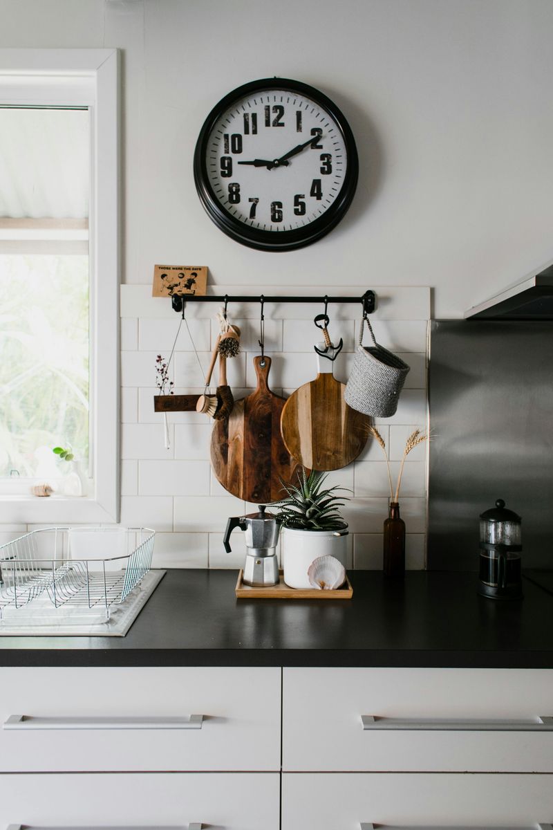 Ceiling-Mounted Pot Rack Frees Cabinet Space
