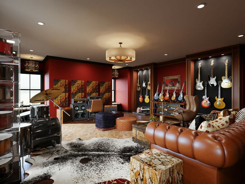 10 Michigan Basement Family Rooms Made For Laid-Back Fun - Decor Hint Music Jam Hangout