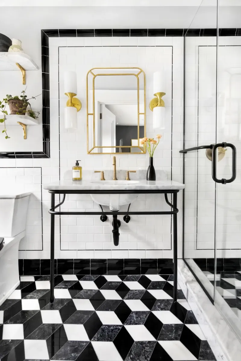 15 Pennsylvania Bathroom Floors That Are Making A Stylish Revival - Decor Hint Black-and-White Tiles