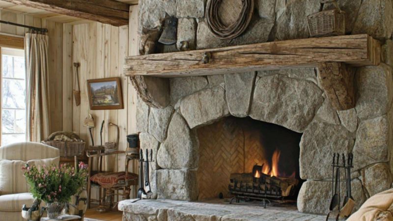 12 Tennessee Stone Fireplaces That Warm The Whole House - Decor Hint Countryside Cottage Cornerstone