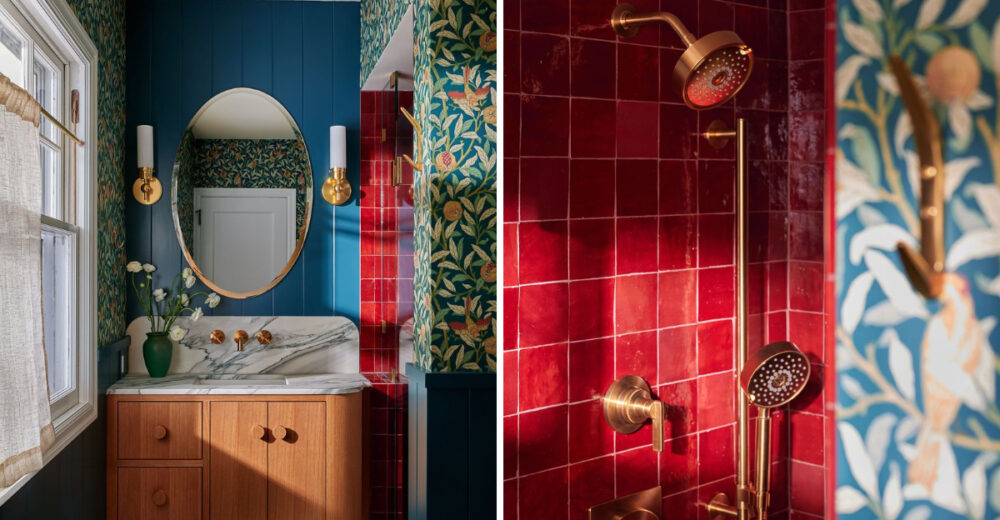 How One Tiny Bathroom Became The Boldest Room In The House - Decor Hint