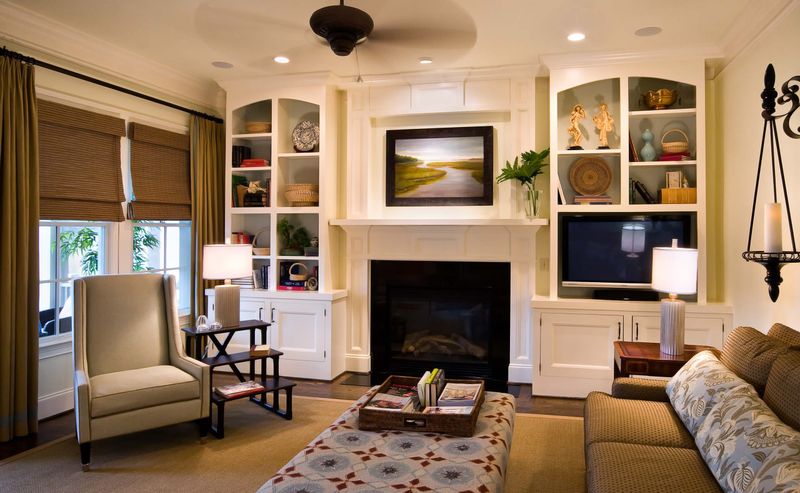 Converted Fireplace Alcove Shelving