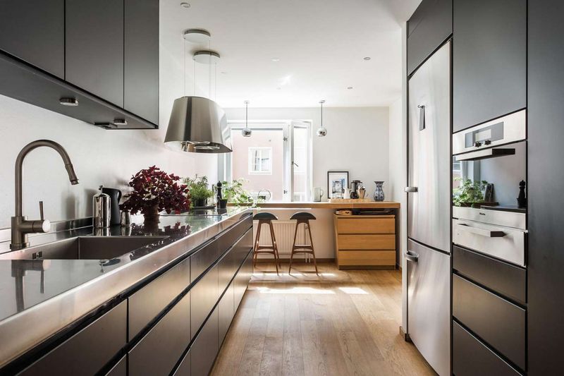 9 Ways To Make A Galley Kitchen Look Bigger And Brighter - Decor Hint Choose Streamlined Appliances