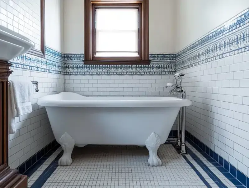 Subway Tile With Colorful Borders Adds Character