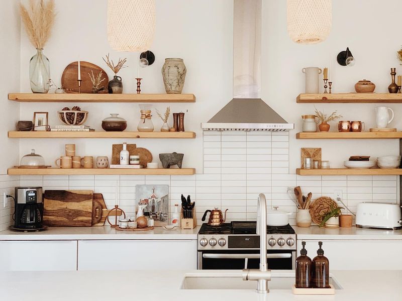 12 Arizona Rustic Kitchens That Could Capture The Desert Living Vibe - Decor Hint Desert-Inspired Open Shelving Kitchen