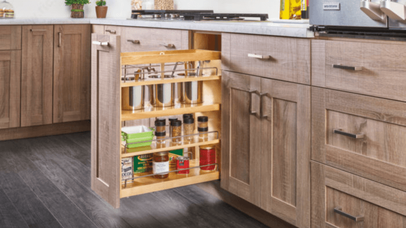 Pull-Out Spice Racks Behind Cabinet Doors