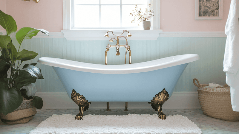 10 Portland Bathrooms With Bold Baby-Blue Touches That Feel Serene - Decor Hint Clawfoot Tub Dreams