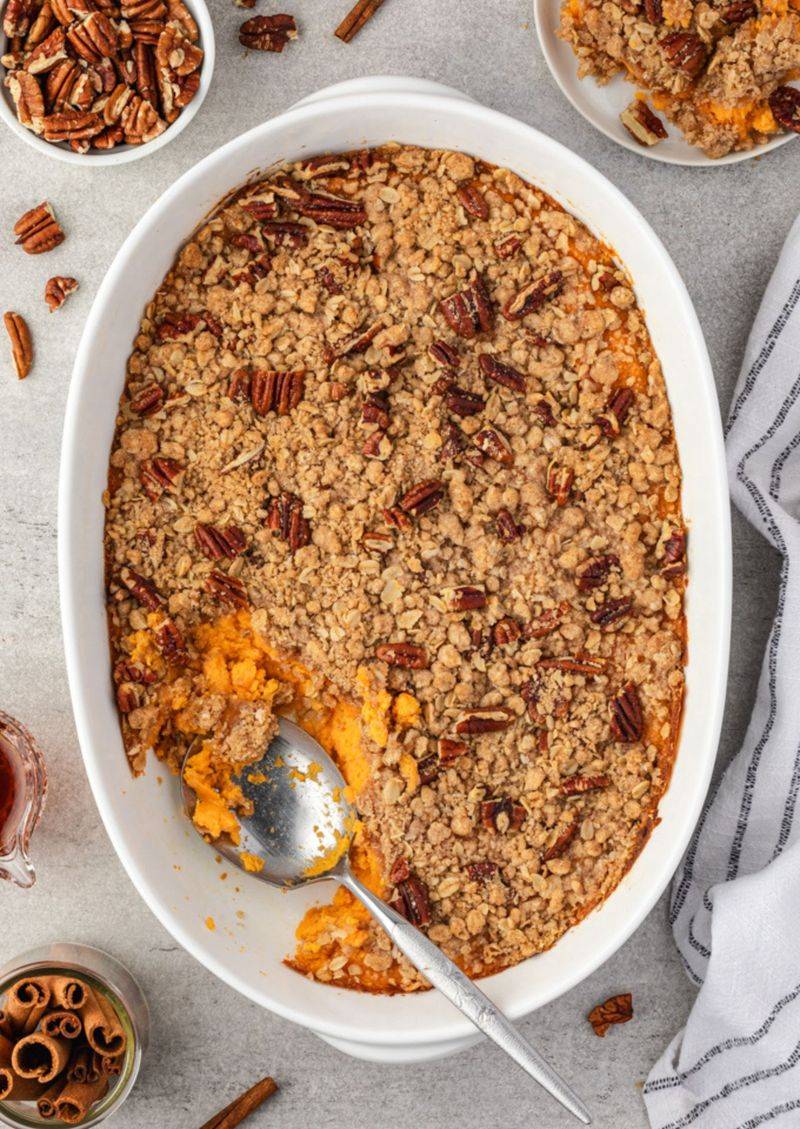 Sweet Potato Casserole with Pecan Streusel