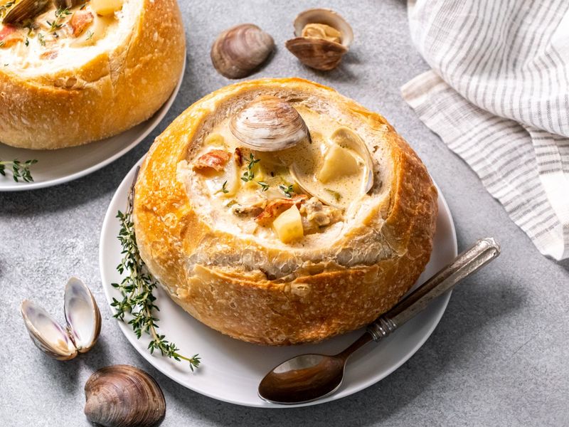 17 Delicious Winter Recipes That Keep Alaska Feeling Like Home - Decor Hint Salmon Chowder With Sourdough Bread Bowl