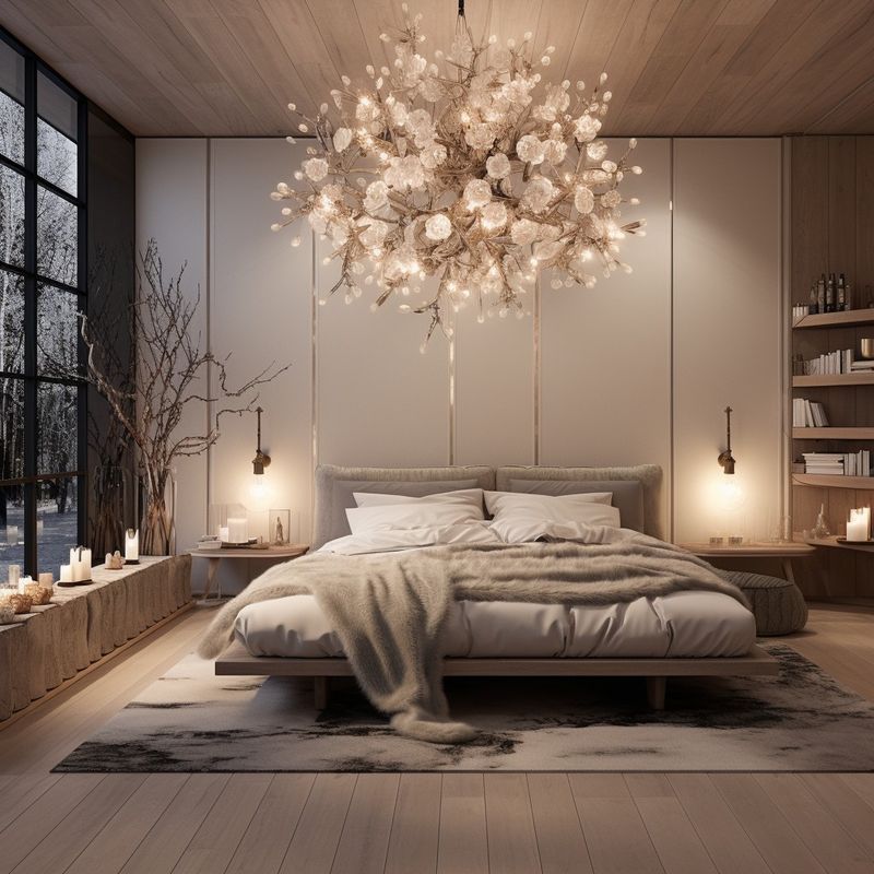 Ethereal Winter Bloom: A Branch-Inspired Chandelier That Transforms The Bedroom