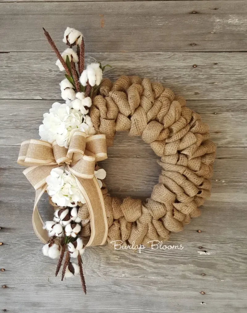Preserved Cotton Bundle Farmhouse Wreath