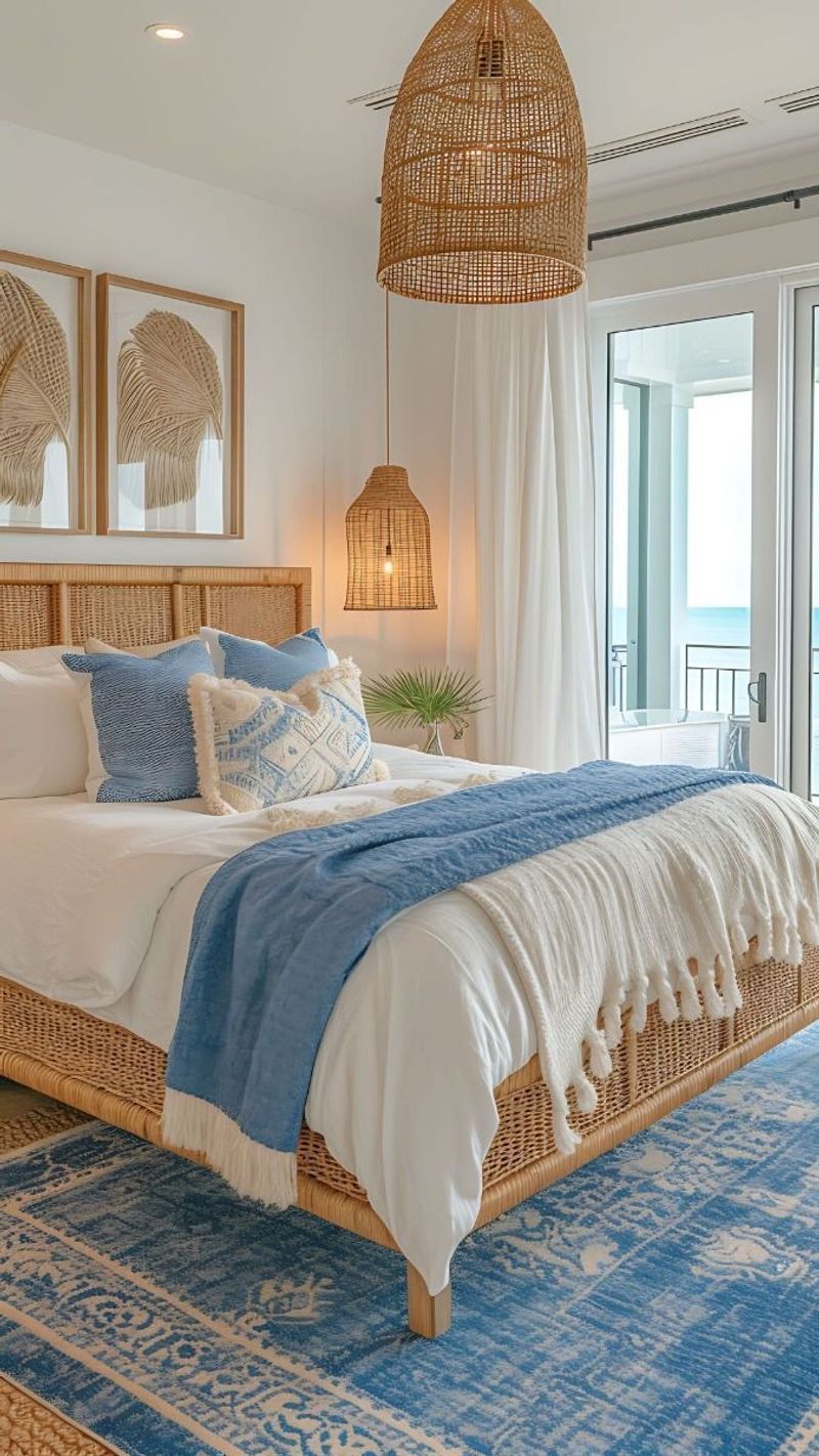 Nantucket Blue Bedroom With Wicker Accents