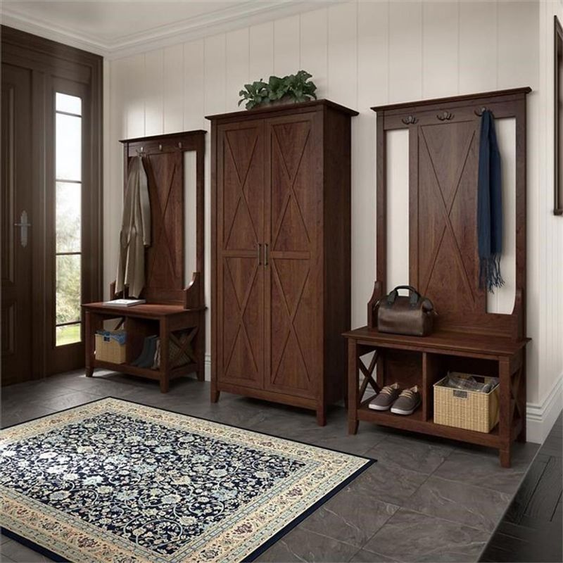 Rich Wood Accents Meet Light Neutral Wall Paneling