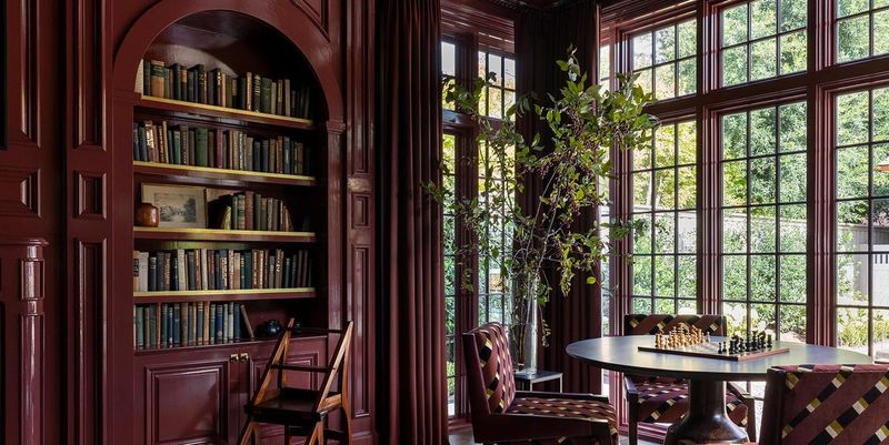 Rare Books In Glass-Front Cabinets