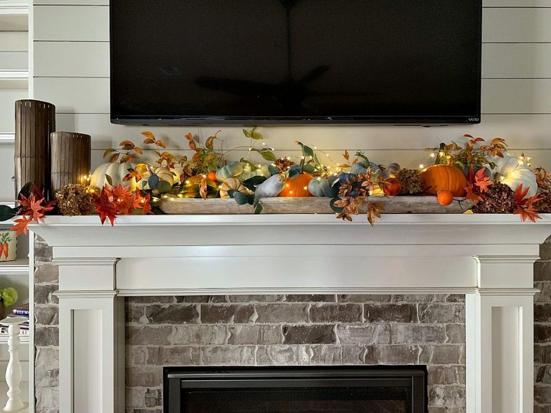 Mini Pumpkins on Wooden Tray
