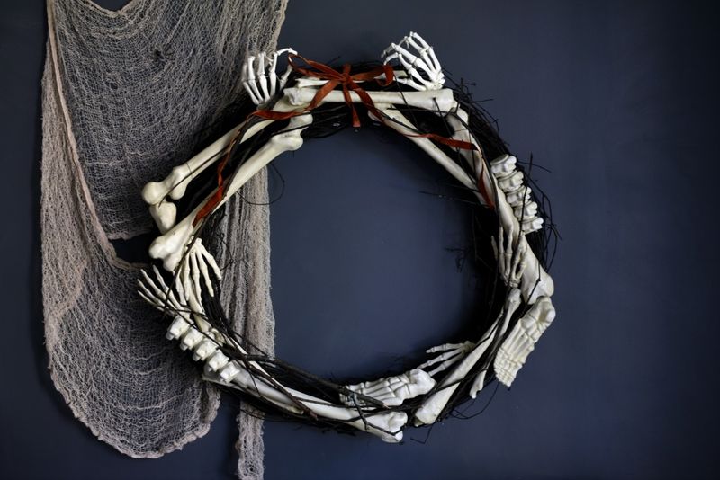 Twine-Wrapped Wreath With Skeletons