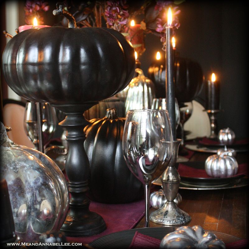 Gothic Pumpkin Centerpiece With Crystal Accents