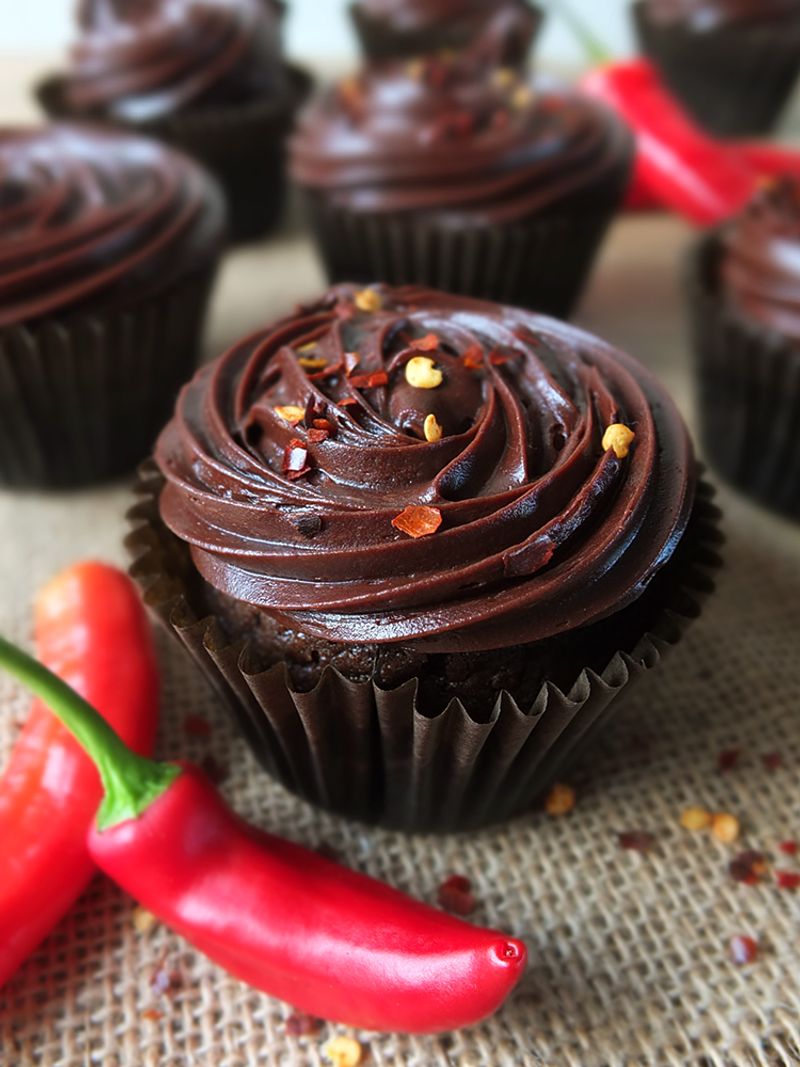 Spicy Chocolate Chili Pepper Cupcakes