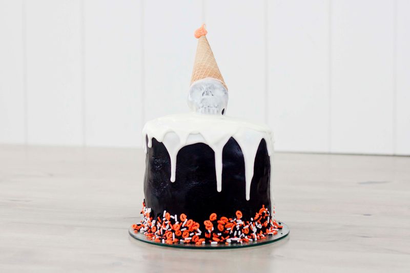 Skeleton Wearing A Party Hat Cake