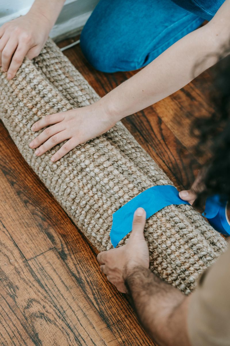 Unused Area Rugs Rolled Up In Storage