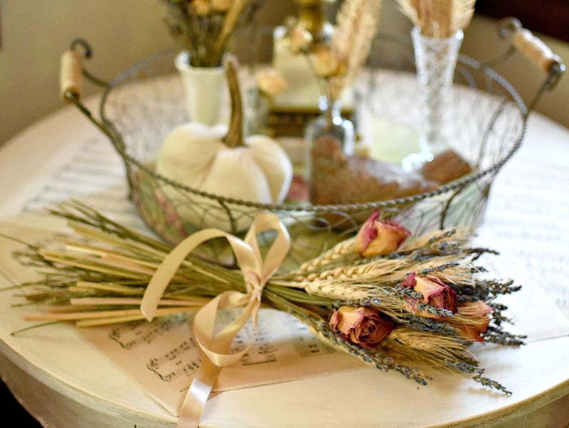 Wheat And Lavender Bundles In Mason Jars