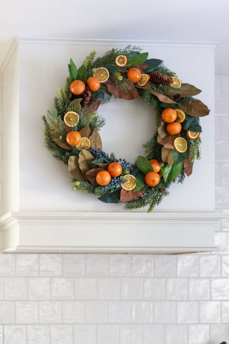 Simple Magnolia Leaf Wreath With Oranges