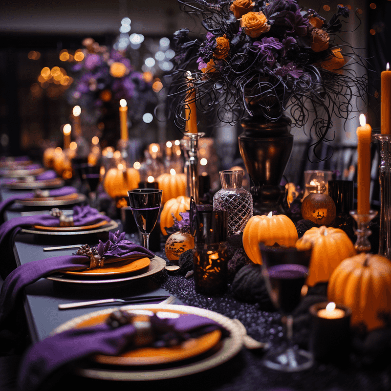 Black And Deep Purple Velvet Napkin Settings