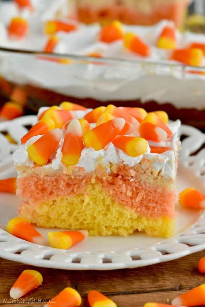 Candy Corn Poke Cake