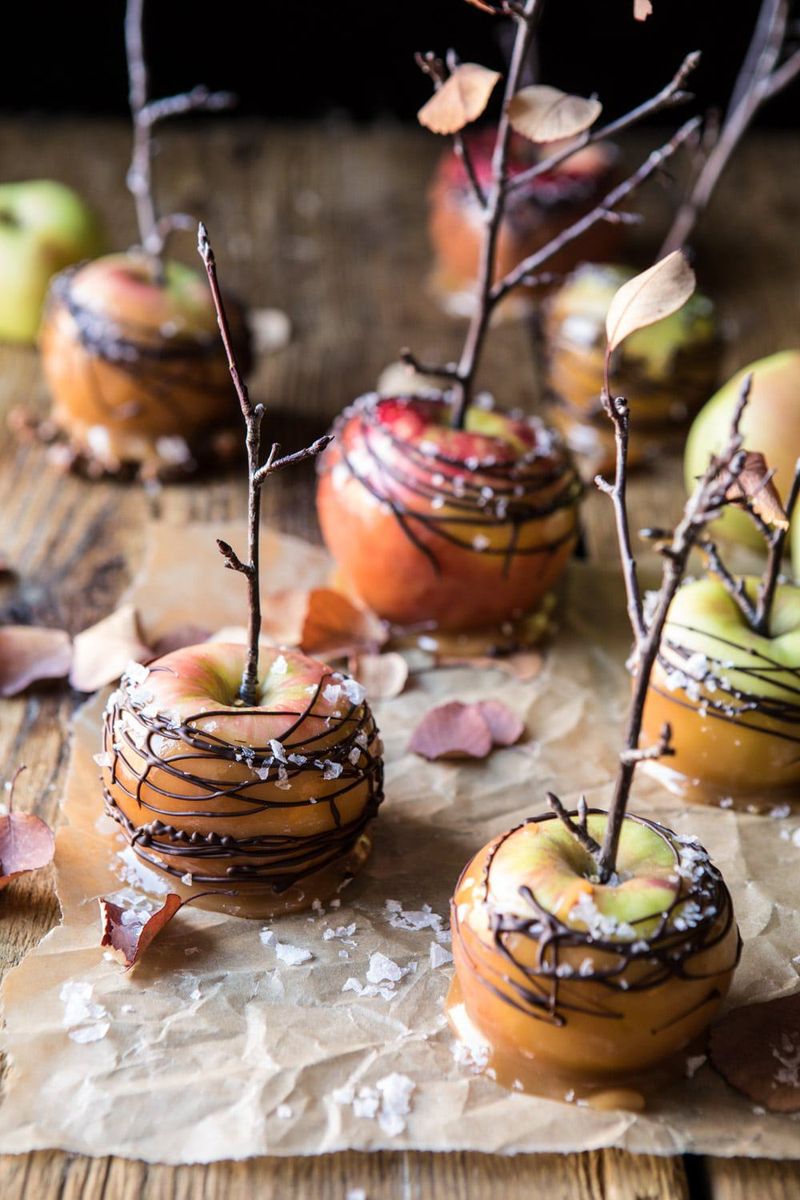Caramel Apple With Sea Salt And Dark Chocolate Drizzle