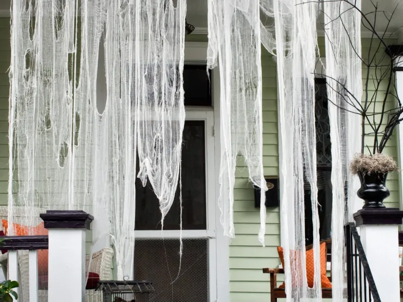Ghostly Curtains On Cabin Windows