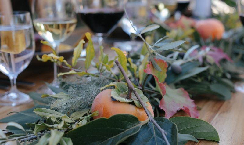 Persimmon Branches In Low Centerpieces
