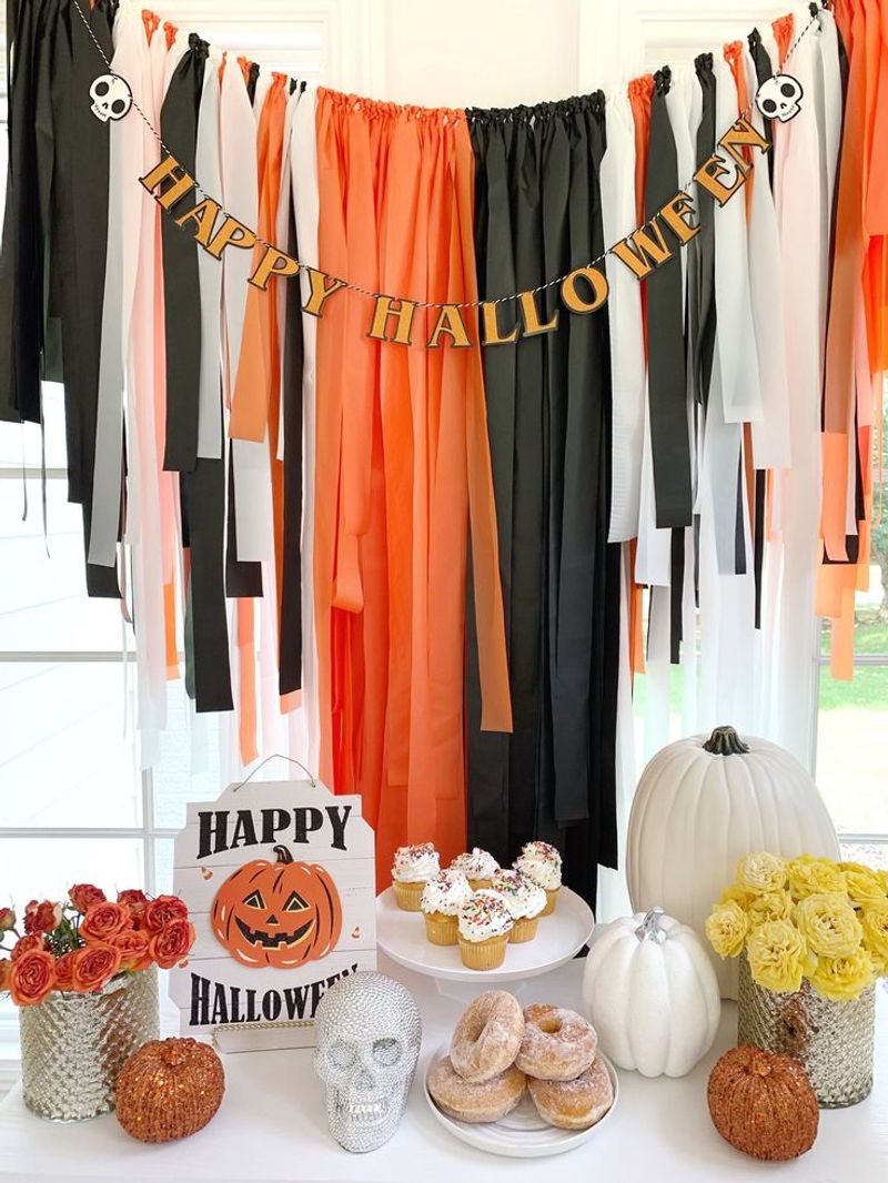 Orange And Black Streamers And Garlands