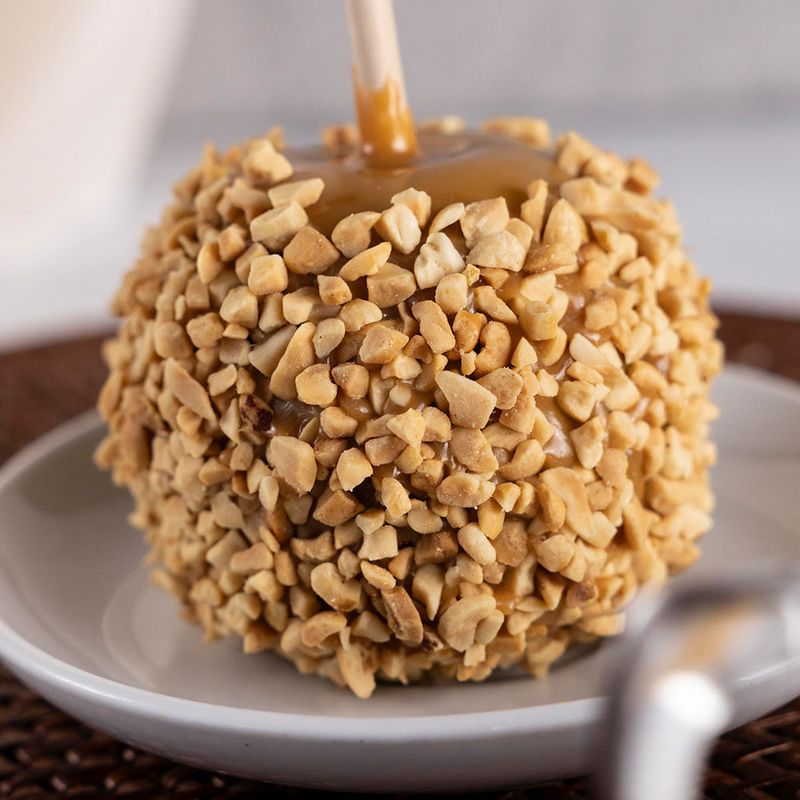 Caramel Apple With Crushed Peanuts