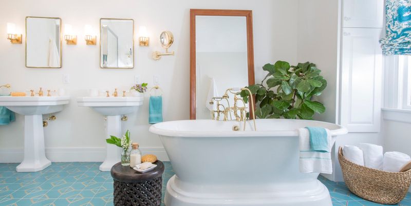 10 Portland Bathrooms With Bold Baby-Blue Touches That Feel Serene - Decor Hint Floor Tile Magic