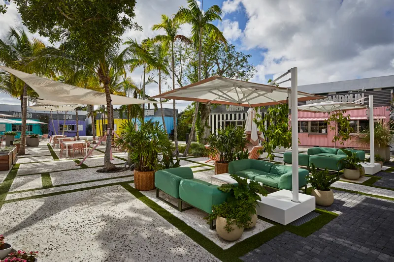 Midtown Patio – Industrial Chic with Neon Accents
